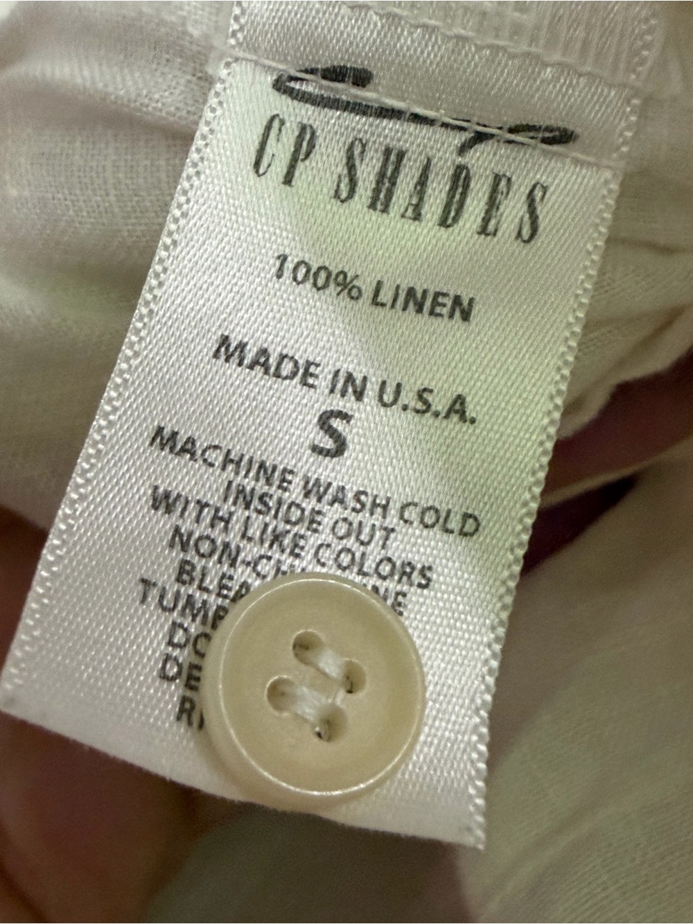 CP SHADES - White 100% Linen Short-Sleeve Button Front Dress, sz S - Picture 7 of 7